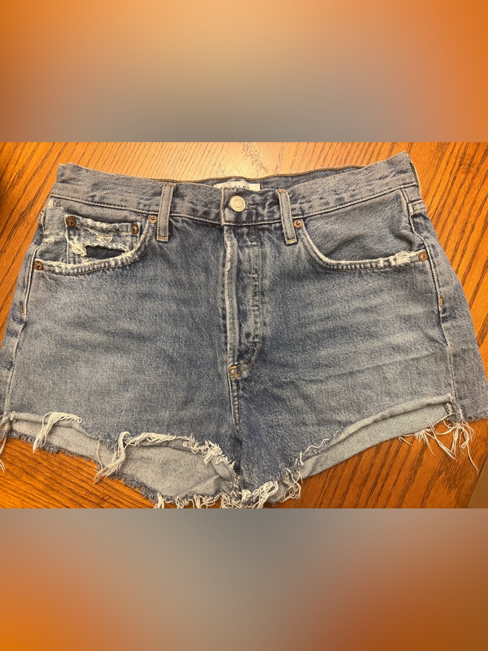 Agolde Medium Blue Denim Jeans with Contrast Stitching
